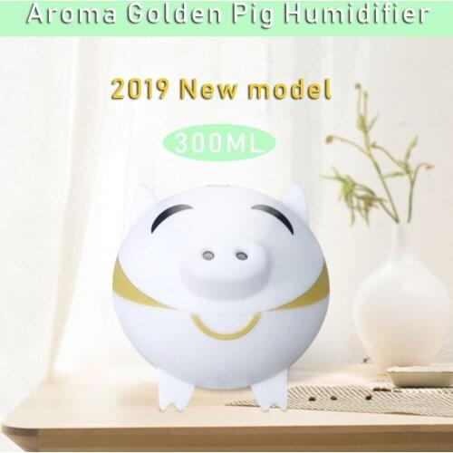 2019 New Pig Shape Cartoon Aroma Humidifier Night Light Air Diffuser Household Essential Oil Air Purifier for Car Office