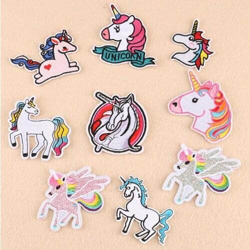 One set embroidery patch horse unicorn animal cartoon patches for bag hat badges applique patches for clothing EQ-1530