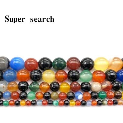 Wholesale Natural Mix Color Agat colorful Stone Round Loose Beads For jewelry Making 4/6/8/10/12 MM DIY Bracelet Strand 15