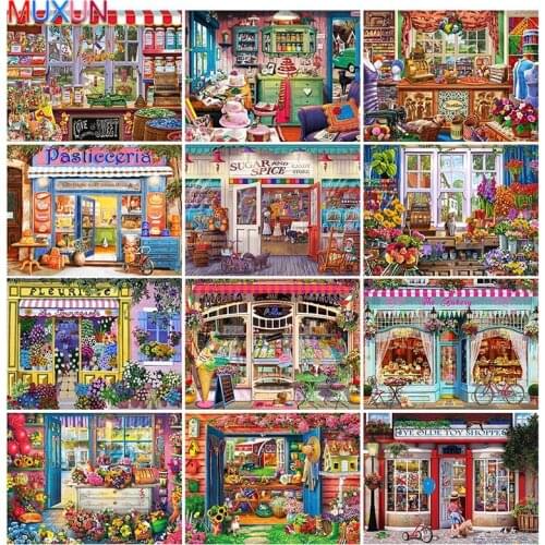 Full Square Diamond Embroidery Home Cartoon Sitting Room Girl Diamond Painting Landscape Art Cross Stitch Kit Rhinestones Mosaic