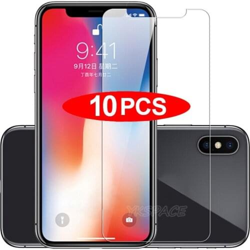 10Pcs Transparent Screen Protector Film For iPhone X Xs XR 11 Pro Max 5 5S SE 6 6s 7 8 Plus Clear 9H Tempered Glass