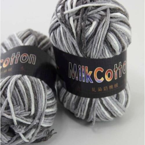Sale 2ballsx50g Soft Cotton Baby New Hand-Dyed Wool Socks Scarf Knitting Yarn 2075-07-2 Gray-Black