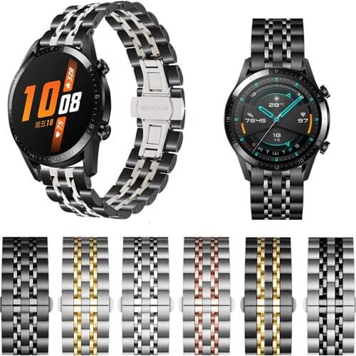 22MM Metal Strap For Huawei Watch GT/GT2 46MM Honor Magic Smart Band Bracelet Stainless Straps For TicWatch Pro Wristband Correa