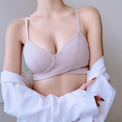 Girls Sexy Bra Thin Cup Women Lingerie Thread Knitted Cotton Underwear Breathable Crop Tops Brassiere Female Fashion 0327