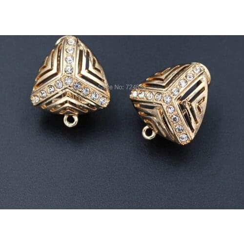 Earrings post with Loop Connectors Base Paved CZ 18mm Hollow Triangle African Women Clip Stud Earrings DIY Jewelry Findings Bulk