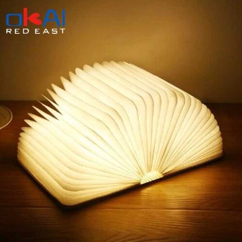 5 Colors USB Recharge LED Night Ligh Creative Wooden RGB Folding Book Light Home Desk Lamp Decorative for Kid Baby Birthday Gift
