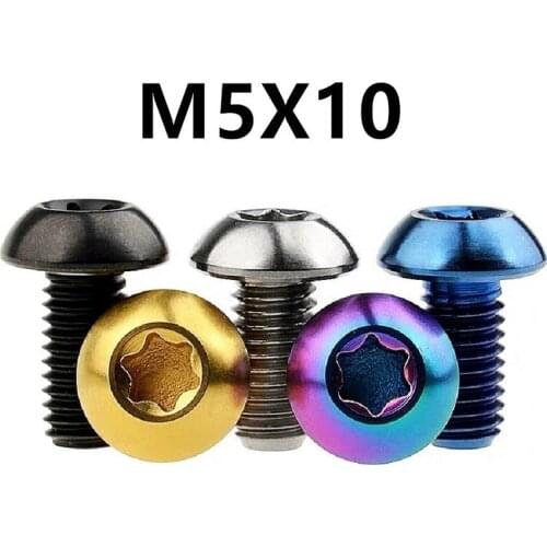 24PCS Titanium Bolts M5x10mm Screw Bolt for Disc Brake Rotors Mountain Bike & Road Bike T25 Torx Head Bicycle disc
