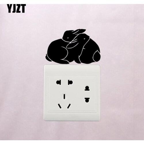 YJZT Funny Switch Sticker Wall Vinyl Decal Rabbits Couple Animals Bedroom Decor Love Family 17SS0119