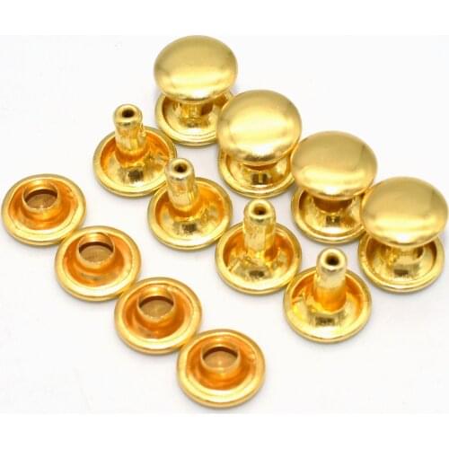 Gold Rivet 8mm Double Round Cap Rivet Iron Button Rapid Rivet DIY Leather Craft Sewing Accessories Purse Handbag Bag Hardware