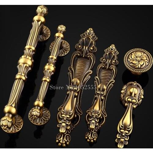 10PCS Top Quality Zinc Alloy Solid Door Handles European Antique Furniture Handles Drawer Pulls Kitchen Cabinet Handles & Knobs