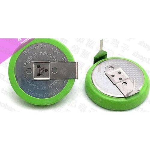 10PCS Japan original BR1632A/HAN 3V with soldering foot pin button lithium battery High temperature resistance