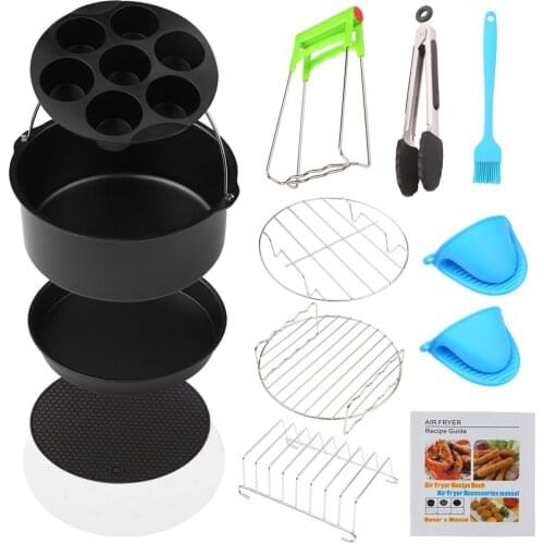 13Pcs BBQ Grill Accessories Fryer Tools Set Stainless Steel Grilling Tools Mats Barbecue Cake Baking Pan Silicone Molding Cooker