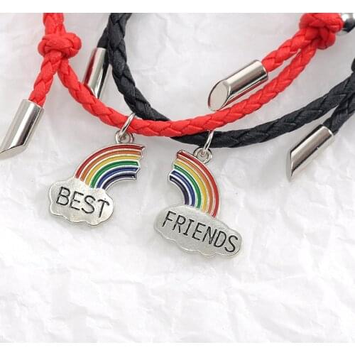 2Pcs/Set Star Moon Pendant Couples Bracelet Gift Magnet Attraction Charm Bracelet Adjustable Rope Bracelets Best Friend Jewelry