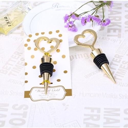 250pcs gold heart red wine stopper for groomsman wine bottle stopper SN908