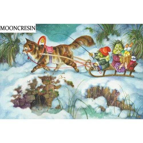 5D Diy Diamond Painting Cat Diamond Embroidery Full Square Resin Handmade Mosaic Picture Of Rhinestone Christmas Decoration Home