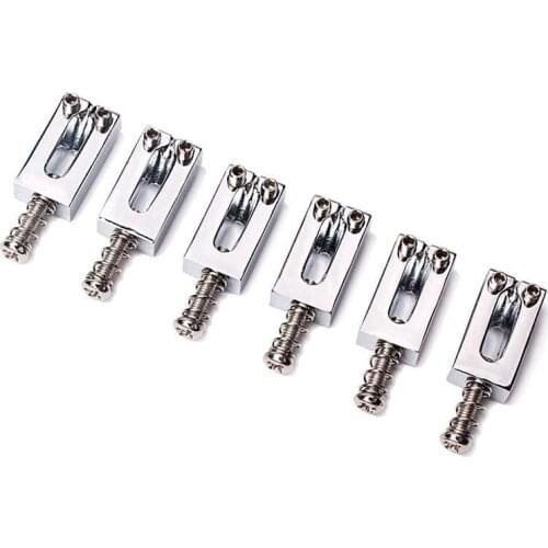 6 Pieces Electric Guitar Bridge Saddles Flat Set for Strat Tele Guitar Replacement
