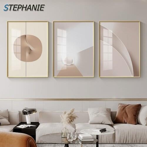 Abstract Geometric Canvas Painting Nordic Posters Print Bohemia Wall Art Beige Pink Pictures for Living Room Interior Home Decor