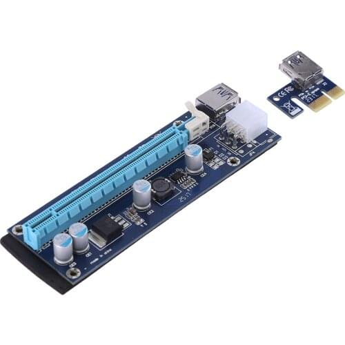 Adapter 6Pin USB 3.0 Extension Cable Blue PCI-E Express 1x to 16x Extender Riser Card for Bitcoin Miner Mining