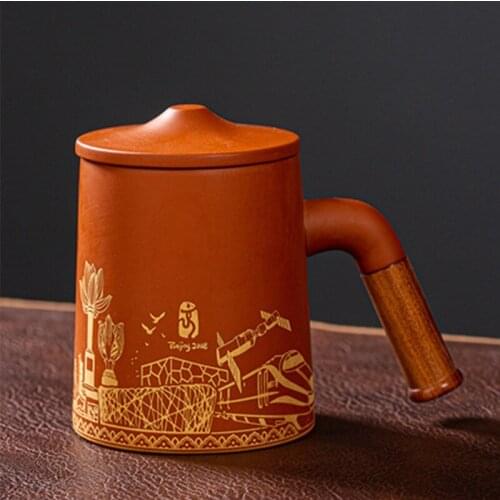 LIZAOTAO Zisha Tea Set Ceramic Water Cup Kung Fu Tea Set Retro Handmade Raw Ore Mud Tea Cup Home Office Tea Cup with Lid