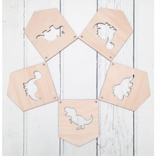 Wooden Dinosaur Positive Slogan Banner Boys Room Door Sign Board Nursery Wall Hanging Decorative Pendant Crafts Photo Props