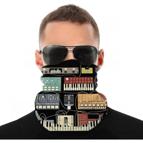 Electronic Musician Scarves Half Face Mask Unisex Halloween Tube Scarf Seamless Bandana Protective Headband Outdoor Climbing