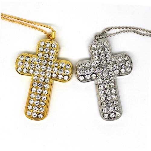 Hot sale mini metal crystal Christian cross USB 2.0 Flash Drive Jewelry Pendrive 4GB 8GB 16GB 32GB pen drive diamond u disk
