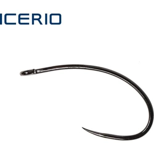 ICERIO 100PCS Curved Nymph Caddis Czech Barbless Hooks BC3 Fly Fishing Hook