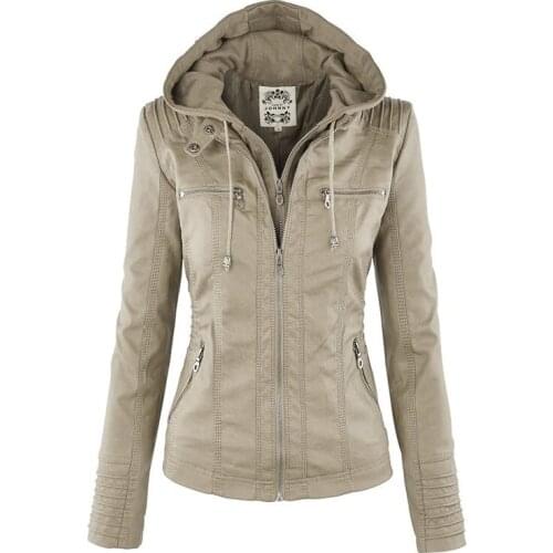 Faux Leather Jacket Woman 2020 Basic Jacket Coat Female Winter Motorcycle Jacket Faux Leather PU Plus Size Hoodies Outerwear