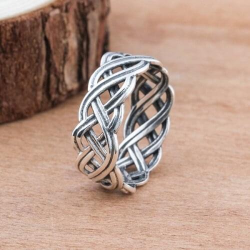 Fashion Hollow Braided Rings for Men Simple Silver Color Couple Anniversary Party Gift Finger Ring Women Punk Hiphop Jewelry