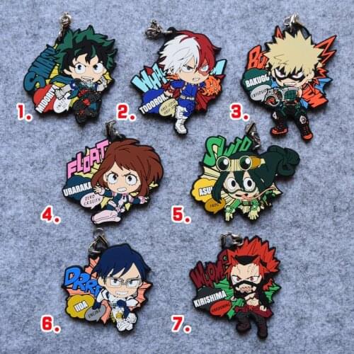 My Hero Academia Japanese anime figure bakugo katsuki OCHACO URARAKA Todoroki Shoto Rubber mobile phone charms/keychain/strap