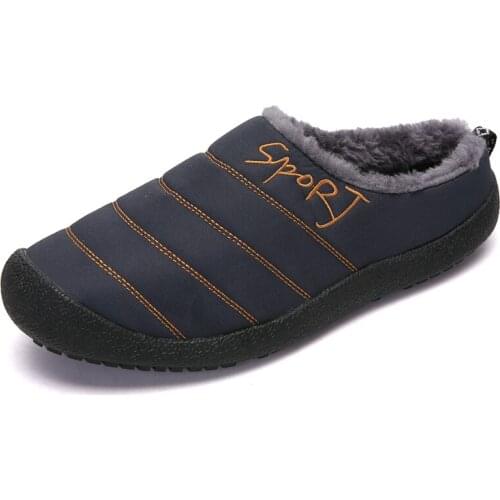 Men Winter Slippers Plush Flats Unisex Indoor Shoes Warm Home Shoes Big Size 48 47 Fur Slippers Non-slip Waterproof House Shoes