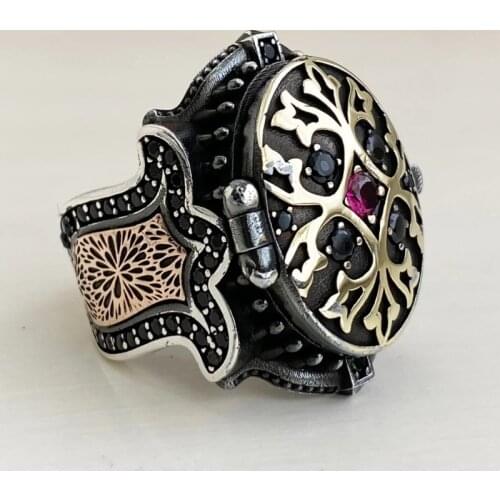 925 Sterling Silver Men Ring Original Hot Selling Rings Antique Pattern Zircon Men Ring Vintage Jewelry Carving Pattern