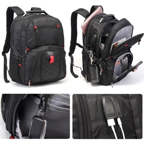 Men Travel Waterproof Backpack Laptop Bag Schoolbag with USB Port Headphone Hole