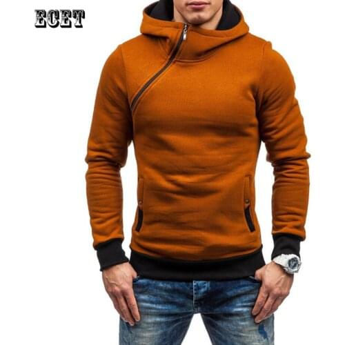 New fashion streetwear mens hoodie solid color zipper neckline casual hedging plus velvet sweater mens clothing