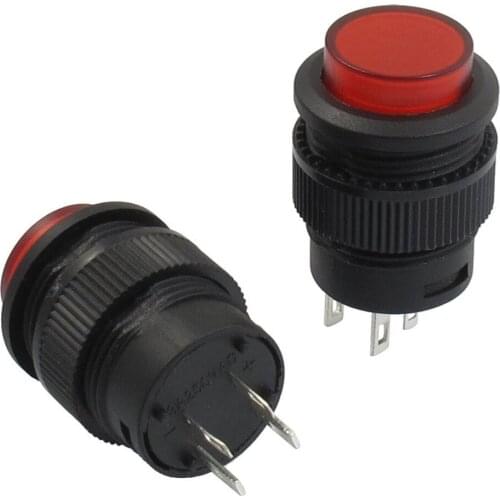 Brand New 2 Pcs 4 Terminals Red LED Lamp Momentary Push Button Switch DC 3V