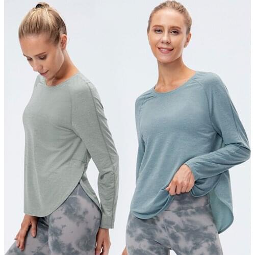 New Autumn Casual Yoga Shirts Winter Long Sleeve Loose Running Sports T-shirt Quick-drying Breathable Training Fitness Clothing