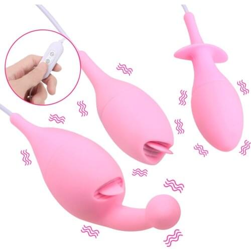 Oral Sex Tongue Licking Vibrator Female Masturbation Nipple Clitoris Stimulator Vibrating Egg G Spot Massager Anal Plug