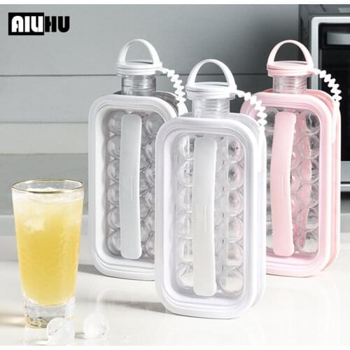 Portable 2 In 1 Ice Ball Maker Creative Ice Bottle Cubic Container Ice Cube Round Tray Mold DIY Iattice Kettle Bar Kitchen Tool