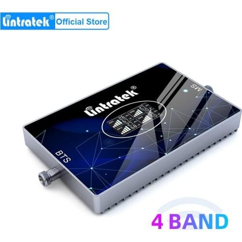 Lintratek mobile phone repeater 2G 3G 4G 70dB gsm dcs wcdma lte 2600 2100 1800 900 mhz ALC four band cell phone signal booster