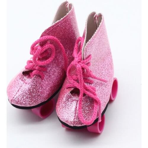 Pink Glitter/Zebra /Purple Doll Roller Skates For 18 Inch American Doll Our Generation Girl Doll 43cm Baby Doll Accessories