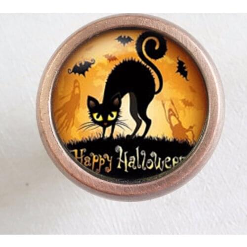 Halloween black cat - Drawer Knobs Pulls Handles / Kitchen Cabinet Knobs Handle Pull / Antique Brass Dresser Drawer Knobs Pulls