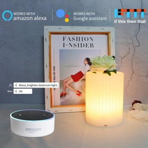 Led Smart Voice Control Vase Night Light RGB Wifi APP Remote Dimmable Table Light For Google Home Amazon Alex Smart Desk Lamp