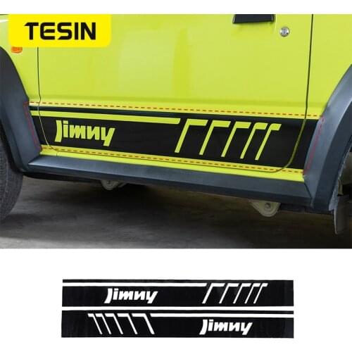 TESIN PVC Car Door Sill Scuff Plate Entry Guard Trim Decals Stickers For Suzuki Jimny 2019 2020 2021 Car Accessories Styling