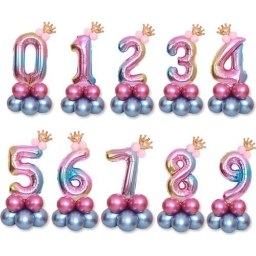 Birthday party balloons 0 1 2 3 4 5 6 7 8 9 year old aluminum foil balloon 32 inch gradient digital road guide balloon