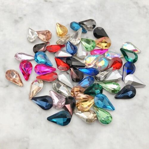 Top Grade Shiny Sew On Rhinestone Tear Drop Sewing Crystal Stone Women DIY Jewelry For Wedding Dress Clothes 50pcs/lot