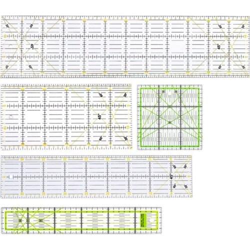 WSFS Hot 5Pcs/Set Rectangle Patchwork Quilting Drawing Straight Rulers Sewing Tailor Craft Tools