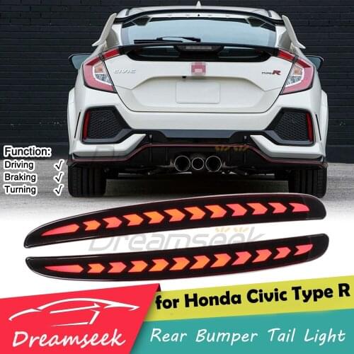 LED Rear Bumper Tail Light for Honda Civic Type R / Hatchback / Si Sedan 2017-2021 Brake Lamp w/ Dynamic Turn Signal #LX