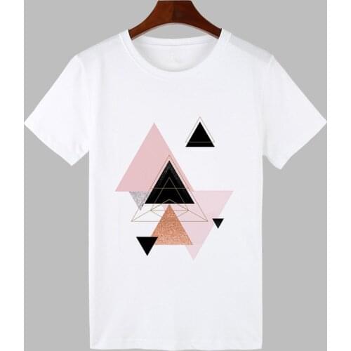 New Geometric figure printed t shirt Women 90s Short Sleeve Summer TShirt Harajuku Fashion landscape T-shirt
