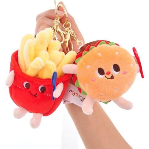1 Pcs Kawaii Food Bread Hamburger Hot Dog French Fries Plush Doll Soft Stuffed Plush Pendant Keychains for Children Gifts Toys