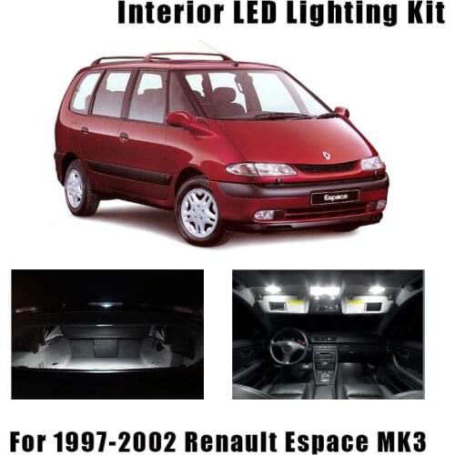 10pcs Canbus Car LED Interior Reading Dome Map Trunk Light Bulbs Kit For 1997-2002 Renault Espace 3 III MK3 License Plate Lamp